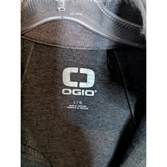 Ogio Men's Gray Pullover Sweatshirt Logo 1/4 Metal Zip Sz L Hot Pocket Mascot - Picture 8 of 14